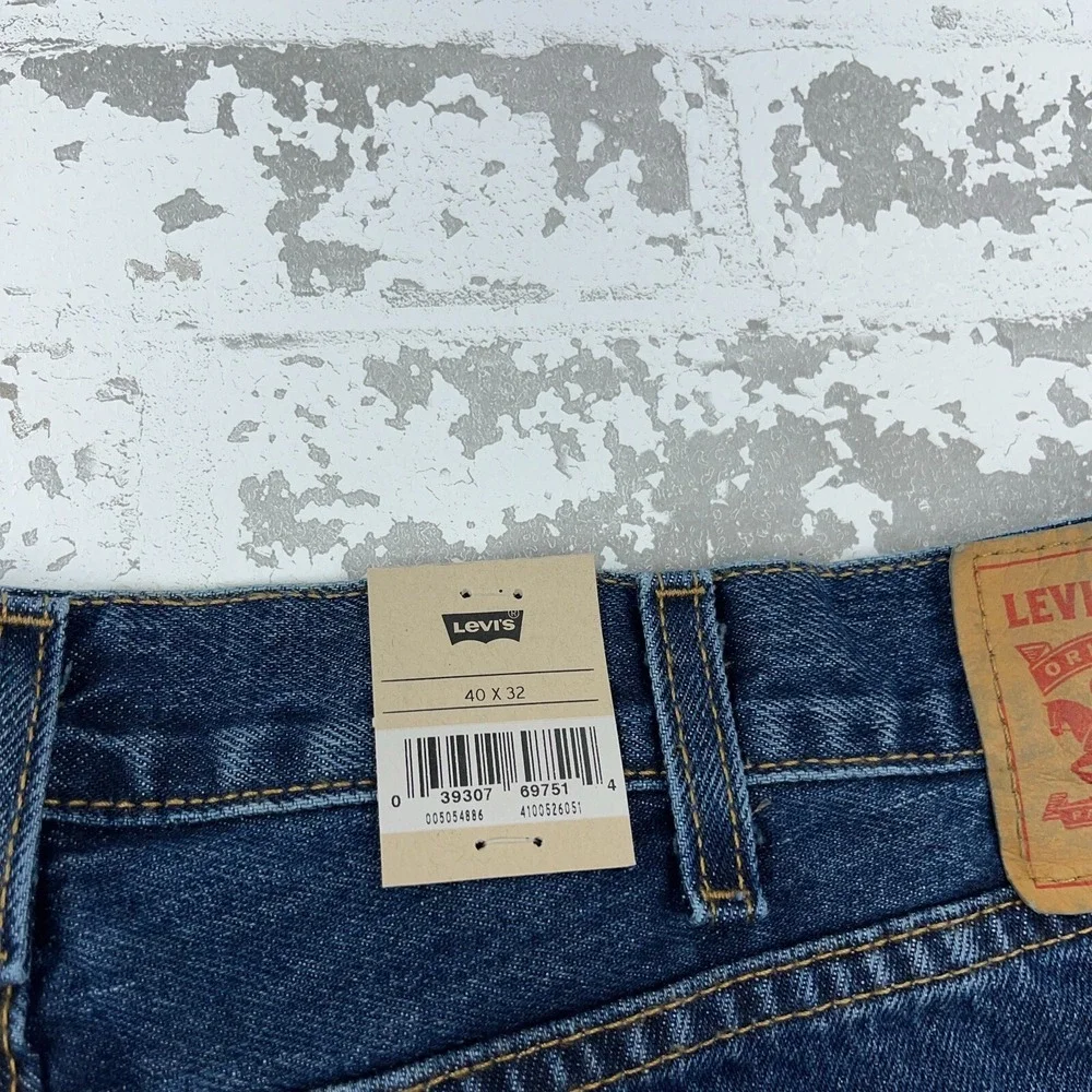 Levis 505 Jeans Men 40x32 Regular Fit Dark Blue Wash Denim Pants Adult CC4 - Picture 15 of 16